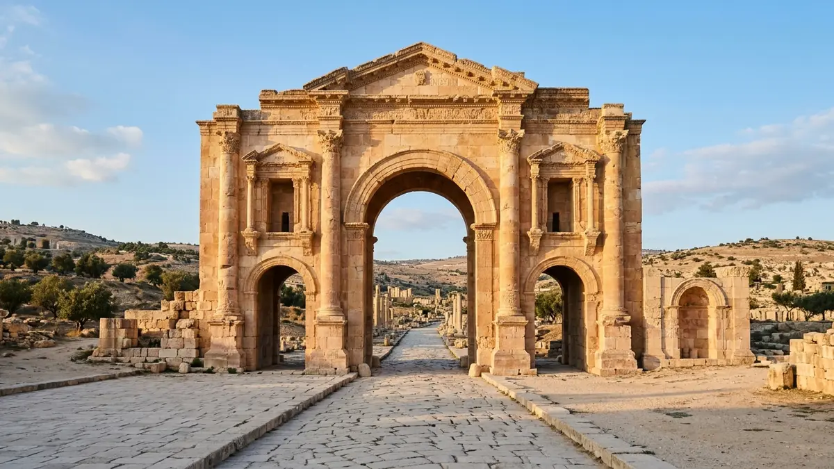 قوس هادريان عند مدخل جرش الأثرية