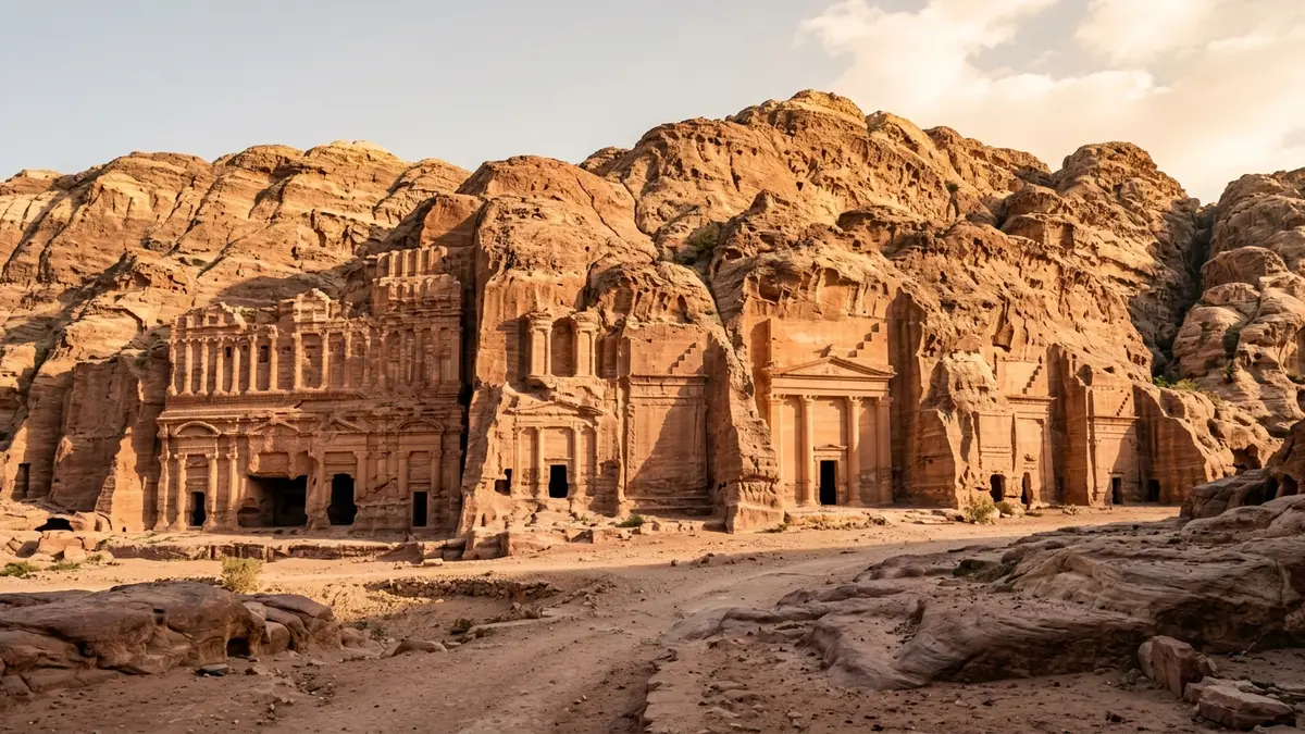 القبور الملكية المنحوتة في جبل البترا الوردي
